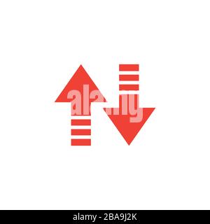 Icona Rossa Freccia Su-Giù Su Sfondo Bianco. Illustrazione Vettoriale Stile Piatto Rosso Illustrazione Vettoriale