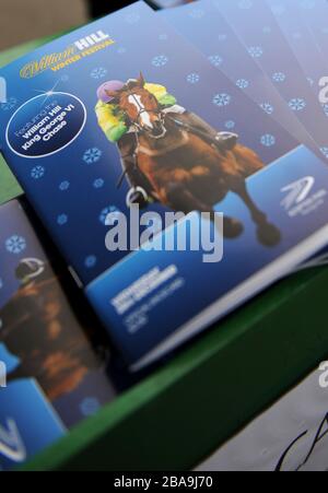 Dettaglio delle carte da corsa del William Hill Winter Festival in vendita Foto Stock