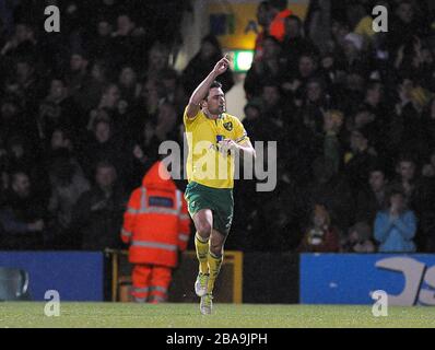 Russell Martin di Norwich City festeggia dopo aver segnato il terzo gol della sua squadra Foto Stock