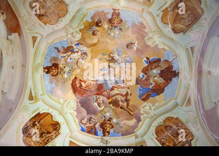 San Giorgio, affresco nella Cappella di San Giorgio a Purga Lepoglavska, Croazia Foto Stock