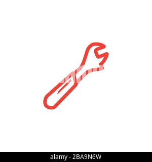 Icona Rossa Linea Chiave Su Sfondo Bianco. Illustrazione Vettoriale Stile Piatto Rosso Illustrazione Vettoriale