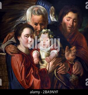 La Sacra Famiglia con un Angelo 1625 - 1629 Jacob Jordaens e Workshop 1593 - 1678 Belgio Begian Foto Stock