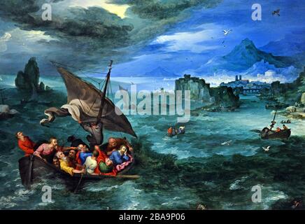 Cristo nella tempesta sul mare di Galilea 1596 di Jan Brueghel il Vecchio (1568-1625) Belgio fiammingo belga Foto Stock