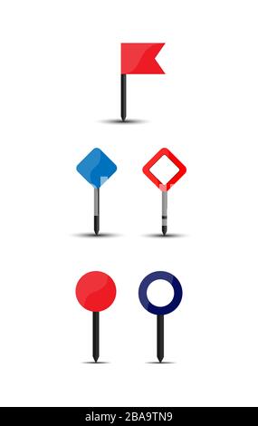 Insieme di puntatori della mappa vettoriale. Illustrazione a stock per applicazioni e siti. Illustrazione Vettoriale