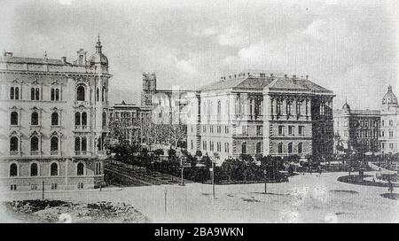 Cartolina d'epoca emessa all'inizio del XX secolo con l'immagine di Zagabria, Croazia Foto Stock