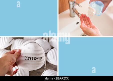 Diverse foto del collage Coronavirus o Covid-19- Coronavirus. Foto Stock