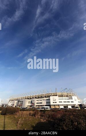 Vista generale del Pride Park, sede della Derby County Foto Stock