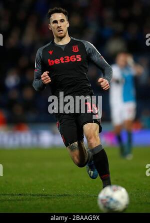 Lee Gregory di Stoke City in azione contro Blackburn Rovers Foto Stock