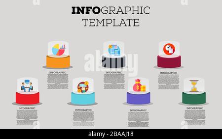 Illustrazione di Modern Business infografica colorata con titolo, elementi, forme creative - vettore Illustrazione Vettoriale