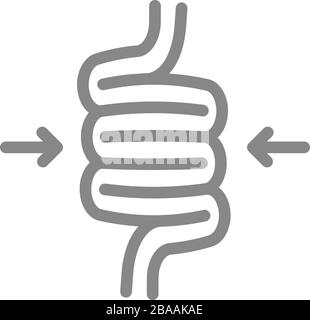 Icona della linea del colon volvolo sigmoide. Malattie organo interno, simbolo dell'intestino Illustrazione Vettoriale