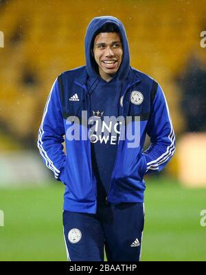 James Justin di Leicester City prima della partita Foto Stock
