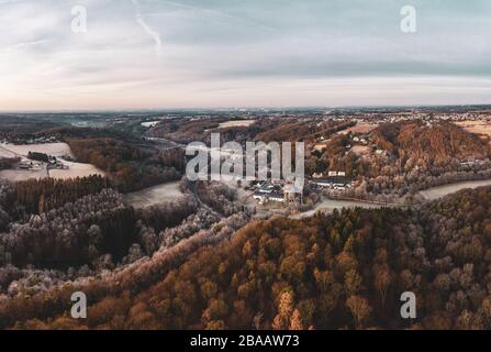 Vista panoramica di Altenberger Dom, Germania. Drone fotografia. Foto Stock