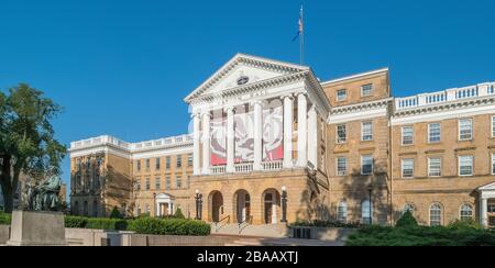 Vista dell'ingresso al BASCOM Hall sulla University of Wisconsin-Madison, Madison, Dane County, Wisconsin, USA Foto Stock