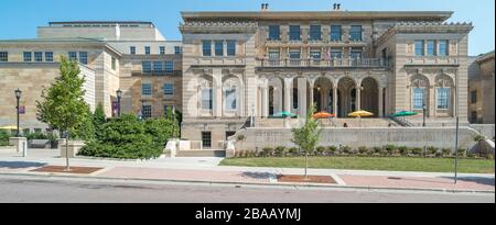 Vista degli edifici universitari da Langdon Street, University of Wisconsin, Madison, Dane County, Wisconsin, Stati Uniti Foto Stock