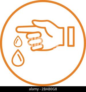 Icona del test del sangue, diabete, donazione, disegno della goccia di sangue per il servizio medico o qualsiasi uso. Illustrazione Vettoriale