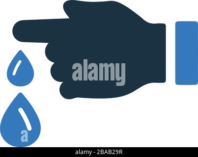 Icona del test del sangue, diabete, donazione, disegno della goccia di sangue per il servizio medico o qualsiasi uso. Illustrazione Vettoriale