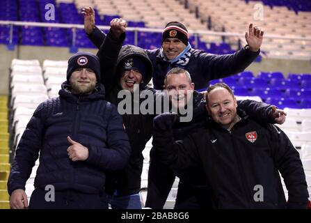 Coventry City fans celebrare nelle gabbie Foto Stock