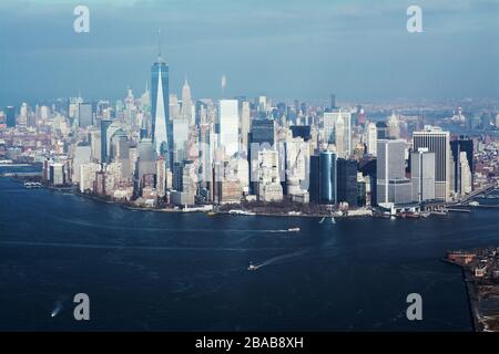 Città di New York dall'elicottero Foto Stock