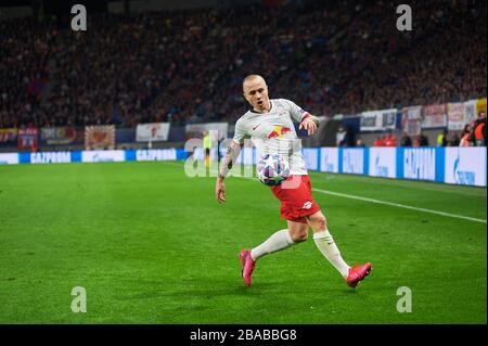 Lipsia, Germania - 20 marzo 2020: Angelino durante la partita Leipzig vs Tottenham alla Leipzig Arena prima Foto Stock