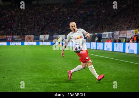 Lipsia, Germania - 20 marzo 2020: Angelino durante la partita Leipzig vs Tottenham alla Leipzig Arena prima Foto Stock