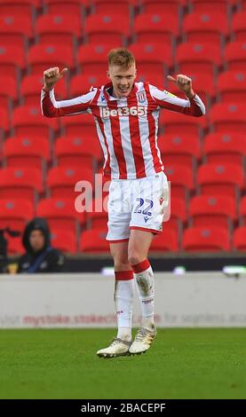 Sam Clucas di Stoke City celebra il suo obiettivo Foto Stock