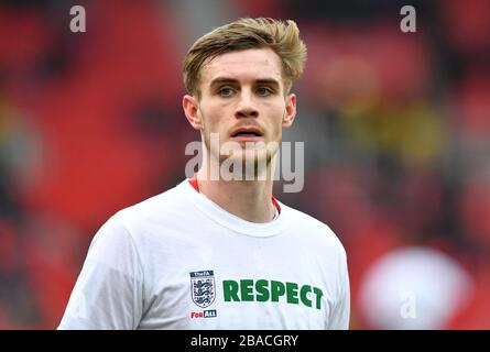 Liam Lindsay di Stoke City durante il riscaldamento della pre-partita prima dell'inizio della partita Foto Stock