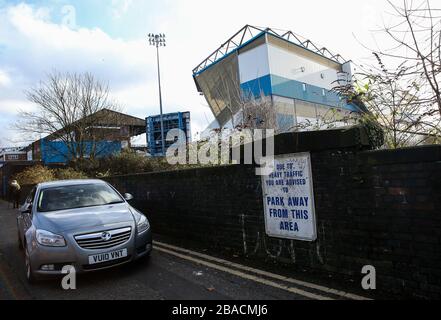 Lo stadio di Birmingham City al sole prima dello Sky Bet Championship presso il Trillion Trophy Stadium di St Andrew Foto Stock