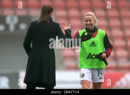 Manchester United Head Coach Casey Stoney (a sinistra) e Jackie Groenen Foto Stock