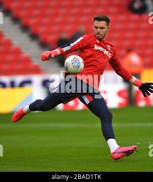 Il Jack Butland di Stoke City si riscalda Foto Stock