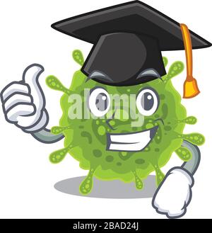 Un'immagine di coronavirus con cappello nero per la cerimonia di laurea Illustrazione Vettoriale