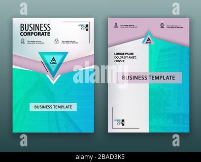 Modello Business verde blu. Flayer o la pubblicità astratta background per la consegna, il business dell'energia Illustrazione Vettoriale