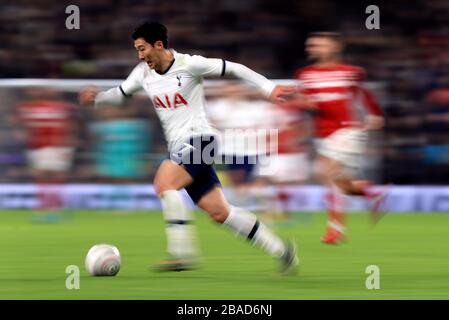 Son Heung-min di Tottenham Hotspur in azione Foto Stock