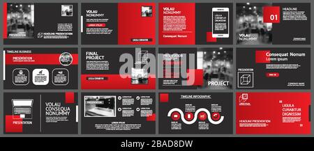Sfondo della presentazione e del layout delle diapositive. Modello rosso e nero. Da utilizzare per coronavirus, covid-19, rapporto, volantino, opuscolo, opuscolo. Illustrazione Vettoriale