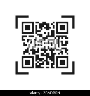 Icona vettore del codice QR. Semplice disegno piatto per un logo, un adesivo per il tuo sito o applicazione Illustrazione Vettoriale