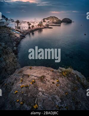 Isleta del Moro, Parco Naturale Cabo de Gata, Almería, Andalusia, Spagna Foto Stock