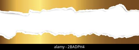 parte superiore e inferiore della carta aperta strappata color oro Illustrazione Vettoriale