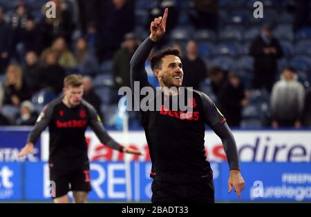 Lee Gregory di Stoke City festeggia il quinto goal del suo fianco del gioco Foto Stock