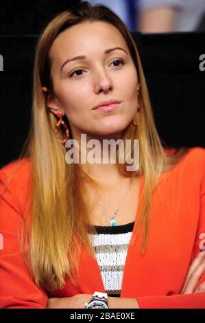 La ragazza serba Novak Djokovic Jelena Ristic prima della sua partita Foto Stock
