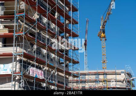 Importante cantiere Parc Dunant, sulla Henri-Dunant-Strasse a Essen-RŸttenscheid, dove 298 condomini e un centro di assistenza diurna sono in fase di costruzione fino a. Foto Stock