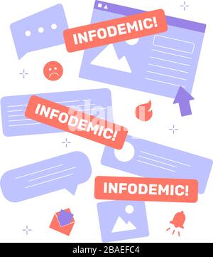 Infodemic durante una pandemia del virus. Illustrazione Vettoriale