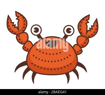 Personaggio da cartoni animati di granchio con artigli e faccia divertente Illustrazione Vettoriale