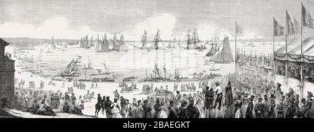 Regata in Arcachon, dipartimento della Gironda, Francia, 1862 Foto Stock