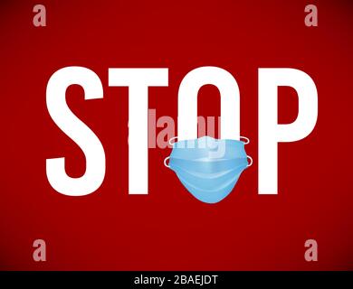 Il concetto di protezione del corpo da germi e virus. Poster per Stop Covid-19 con maschera medica. Proteggi il yoyoself dall'infezione del virus di Corona. Illustrazione vettoriale realistica. Illustrazione Vettoriale