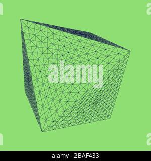 Octahedron 3D - Illustrazione vettoriale con linee collegate. Forma poligonale astratta e forma geometrica semplice. Struttura di connessione 3D per i progetti. Isolato su sfondo colorato. Illustrazione Vettoriale