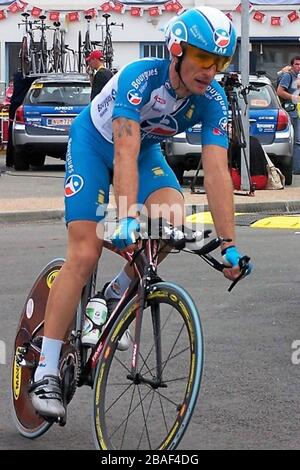 Didier Rous di Bouygues Telecom durante il Tour de France 2005, gara ciclistica Prologue, Fromentine – Noirmoutier-en-l'Île (19 km) il 14 LUGLIO 2005 a Fromentine, Francia - Foto Laurent Lairys / DPPI Foto Stock