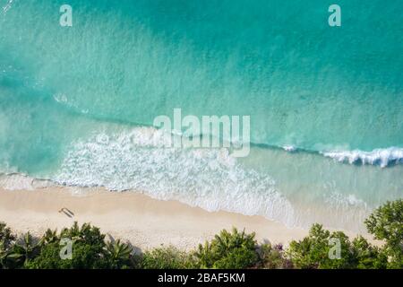 Anse Lazio vista aerea spiaggia isola di Praslin Seychelles Foto Stock