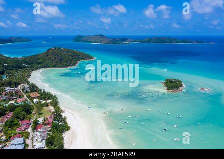 Anse Volbert aereo spiaggia vista Praslin Island Seychelles Foto Stock