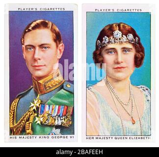 Sigarette: Sigarette del giocatore - incoronazione di George VI (1937) Re Giorgio VI e Regina Elisabetta Foto Stock