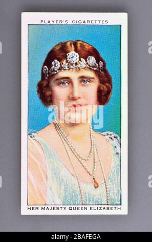 Carta di sigarette: Sigarette di Playr - incoronazione di George VI (1937) Regina Elisabetta Foto Stock