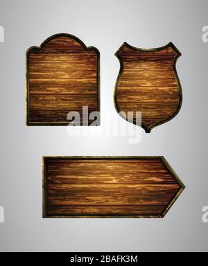 Vector realistic illustration of wooden signboard Illustrazione Vettoriale